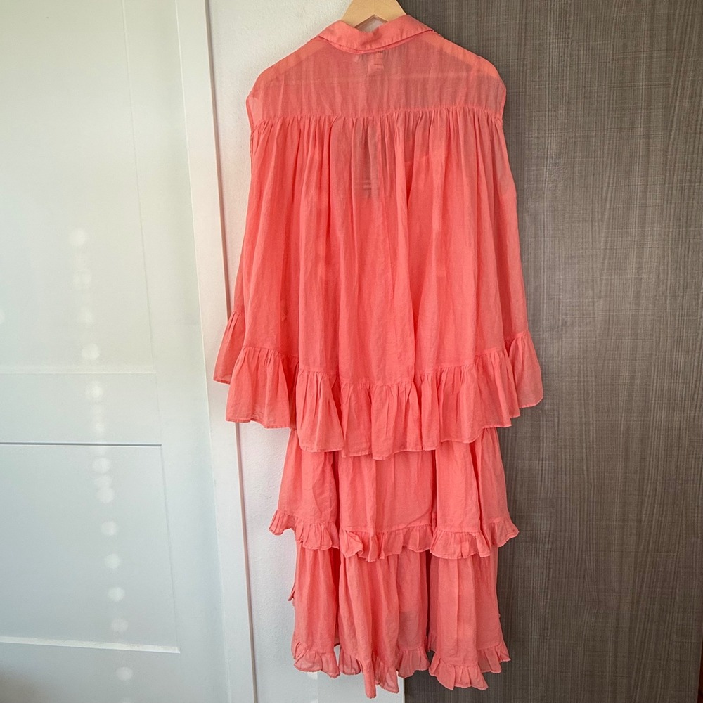 Devotion TWINS Coral Ruffled Midi Dress - Picture 8 of 14